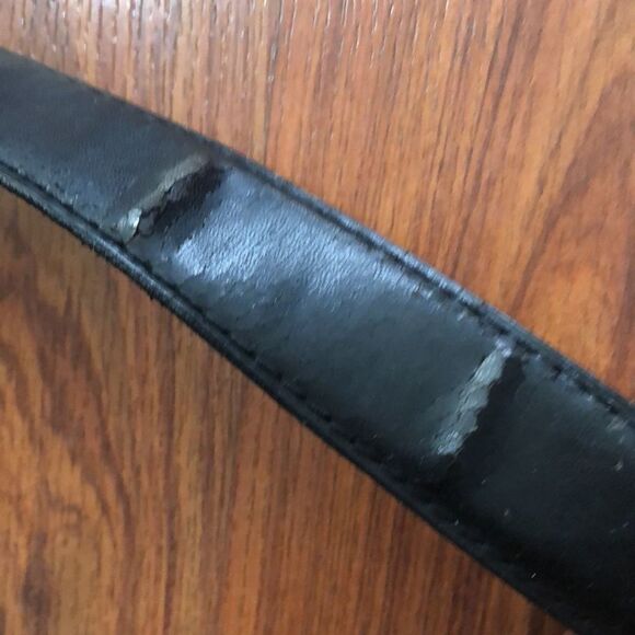 Vintage black leather Horse bit snaffle black and gold belt - Picture 8 of 11